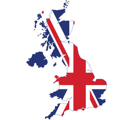 Fototapeta na wymiar Map Flag of United Kingdom isolated on white background. Vector illustration eps 10