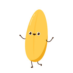 Rice character design. rice vector on white background. rice seed. Paddy rice character.