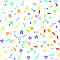 Sprinkles grainy. Seamless Pattern. Cupcake donuts