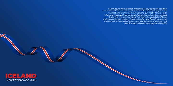 Iceland independence Day design with Iceland flag ribbon design