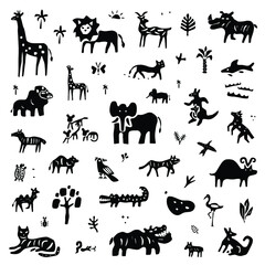 jungle animals - icon set,doodles  © TOPFORM
