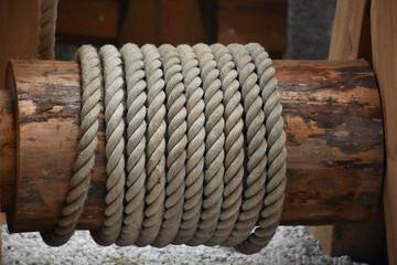 rope wound on wooden reel