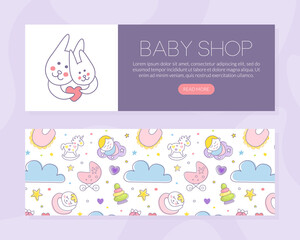 Cute Baby Care Poster Template with Copyspace Vector Illustration