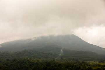Arenal volcano and arenal cloud forest in the mist