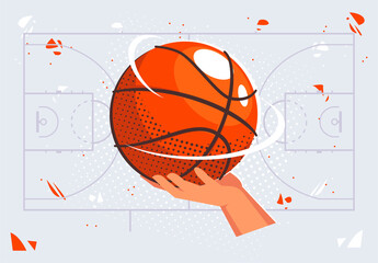 vector illustration holding a basketball in his hand