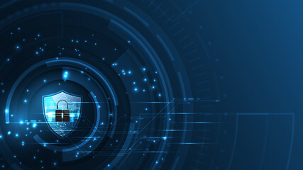 3D Protected guard shield security concept Security cyber digital Abstract technology background protect system innovation concept  vector illustration