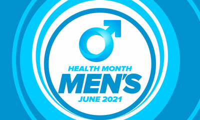 National Men's Health Month in June. Health education program. Celebrated annual in United States. Medical concept. Care and health. Poster, card, banner and background. Vector illustration