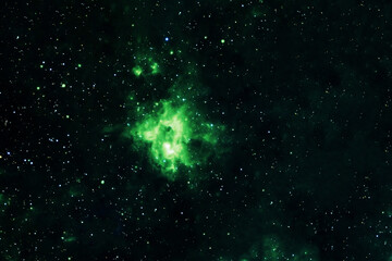 Beautiful green galaxy with stars. Elements of this image were furnished by NASA.