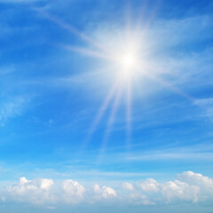 Naklejka na ściany i meble blue sky. and Bright midday sun illuminates the space.