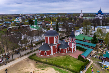 a panoramic view of the historical center of the temples and monasteries of the city of Suzdal in...