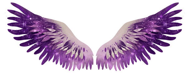Beautiful magic glittery violet beige wings, raster © Евгения Савченко
