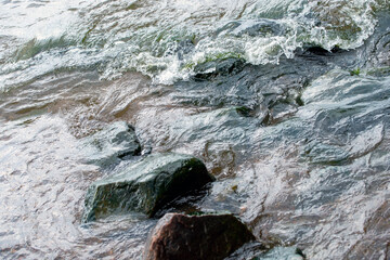 water flowing into the rocks, nacka, stockholm, sweden, sverige
