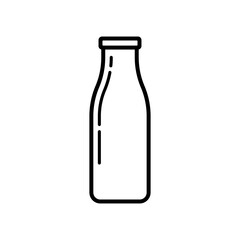 Bottle icon. Black contour linear silhouette. Vertical side view. Vector simple flat graphic illustration. The isolated object on a white background. Isolate.