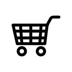 Grocery cart icon. Shopping. Black contour linear silhouette. Side view. Vector simple flat graphic illustration. The isolated object on a white background. Isolate.