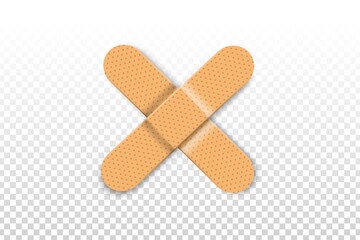 Vector realistic isolated bandage plasters on the transparent background.