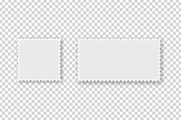 Vector set of realistic isolated postage stamps on the transparent background.