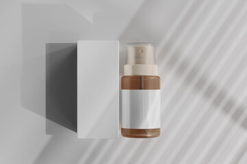 Isolated Glass Cosmetic Spray Bottle with Box 3D Rendering