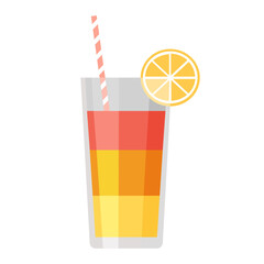 Cartoon vector illustration isolated object cool drink fresh fruit juice with straw