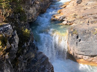 Marble Canyon Waterfall in Kootenay National Park, British Columbia, Canada 