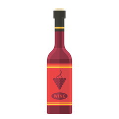 Cartoon vector illustration isolated object alcohol drink red wine bottle