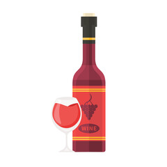 Cartoon vector illustration isolated object alcohol drink red wine bottle