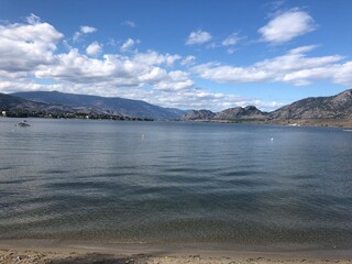 Okanagan Lake Beach in Downtown Penticton. British Columbia, Canada.