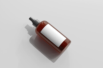 Isolated Amber Glass Cosmetic Spray Bottle 3D Rendering