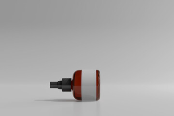 Isolated Amber Glass Cosmetic Spray Bottle 3D Rendering