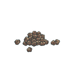 Heap of black peppercorn seeds engraving hand drawn vector illustration isolated.