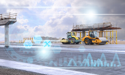 the concept of asphalt paving of a road using a road roller and the application of future...