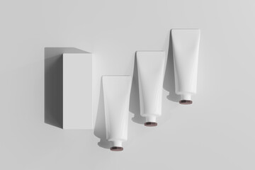 Isolated Cosmetic Tube with Box 3D Rendering