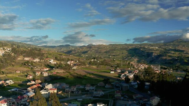 Town in the Andes, El Tambo, Ecuador, aerial view