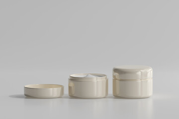 Isolated Cosmetic Jar with Transparent Label 3D Rendering
