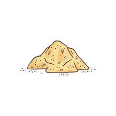 Heap of ground licorice root sweetener, engraving vector illustration isolated.