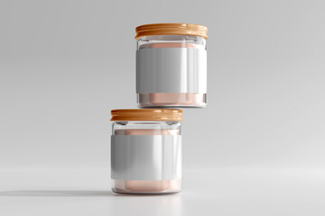 Isolated Glass Cosmetic Jar 3D Rendering