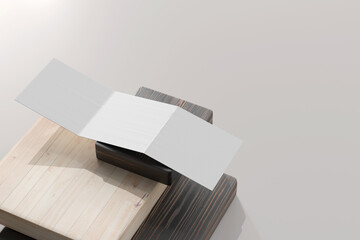 Isolated Square Tri Fold Brochure 3D Rendering