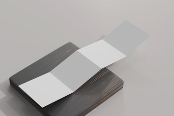 Isolated Square Four Fold Brochure 3D Rendering
