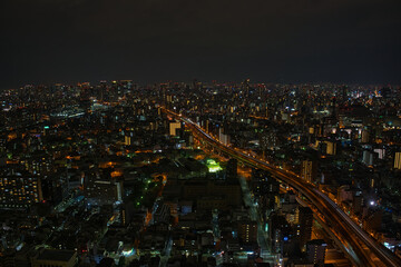 Fototapeta na wymiar Osaka Skyline bei Nacht Japan