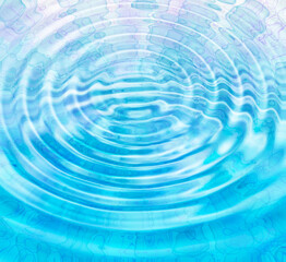 Blue abstract background with water ripples and bubbles