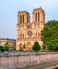 Notre-Dame de Paris Cathedral at sunset, France