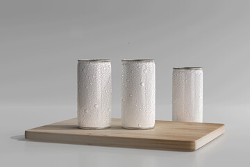 180ml Mini Soda or Beer Can with Water Drops 3D Rendering