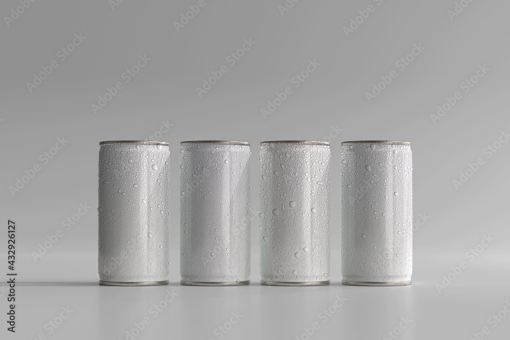 Poster 180ml mini soda or beer can with water drops 3d rendering