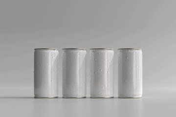 180ml Mini Soda or Beer Can with Water Drops 3D Rendering