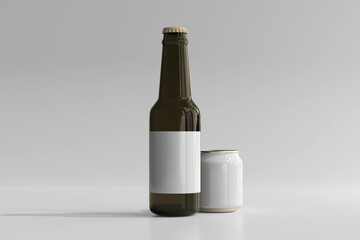 250ml Stubby Soda or Beer Can and Bottle 3D Rendering
