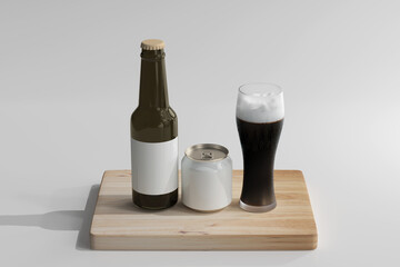 250ml Stubby Soda or Beer Can and Bottle 3D Rendering
