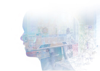 head with bulb, abstraction, texture, grunge, art, wallpaper, stained glass, bright, illustration, profile, design, old, background, sky, head, patern, stained glass, mazayka, abstraction, minimalism,