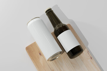 500ml Sleek Soda or Beer Can with Bottle 3D Rendering