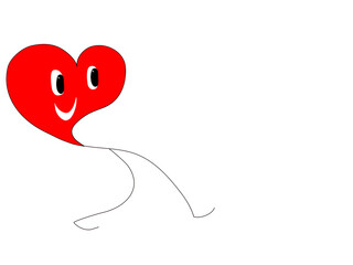 Vibrant red heart character. Hand drawn illustrationVibrant red heart character. Hand drawn illustration