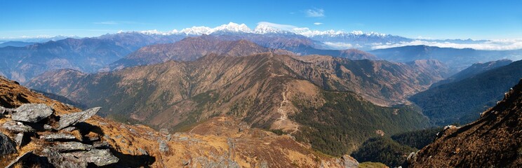 Fototapeta na wymiar himalayan range from Pikey peak mount Everest himalaya