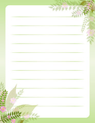 Letter paper page with a floral frame design